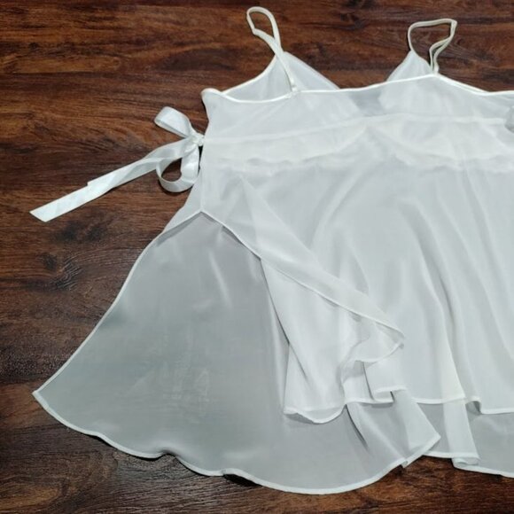 Secret Treasures 2X Babydoll Sheer Twee Cutsie Whimsy White Lace Empire Top - Picture 7 of 9